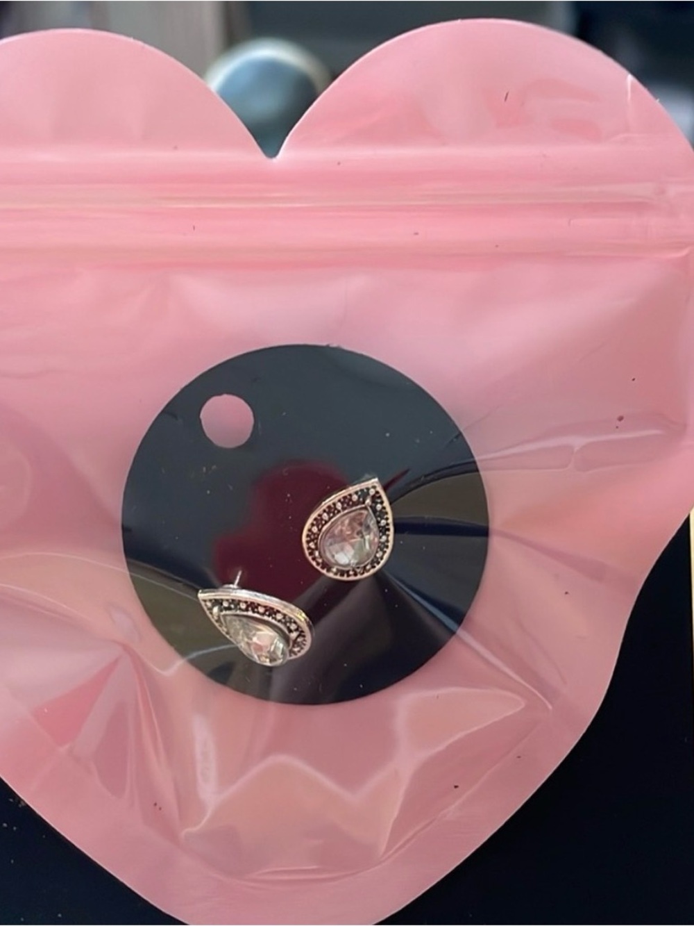Beginning Boutique Pink Teardrop Crystal Stud Earrings